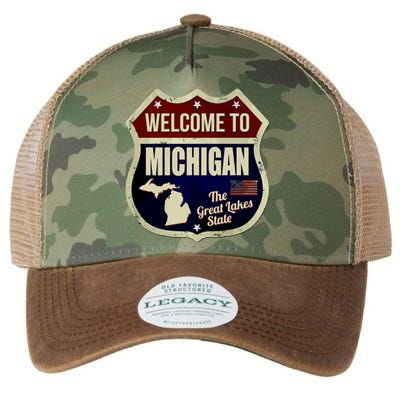 Michigan Vintage Metal Road Sign Logo Legacy Tie Dye Trucker Hat