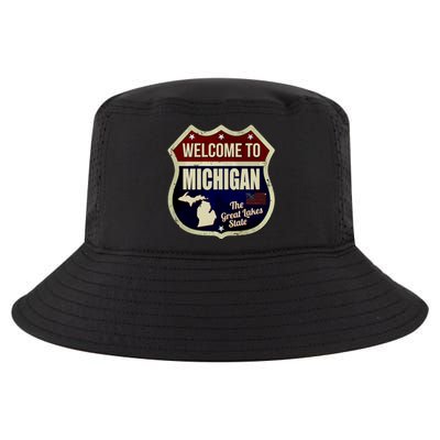 Michigan Vintage Metal Road Sign Logo Cool Comfort Performance Bucket Hat