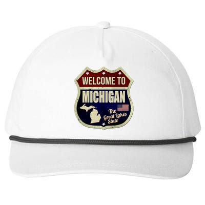 Michigan Vintage Metal Road Sign Logo Snapback Five-Panel Rope Hat