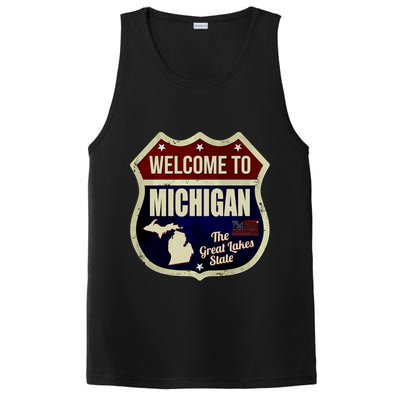 Michigan Vintage Metal Road Sign Logo PosiCharge Competitor Tank