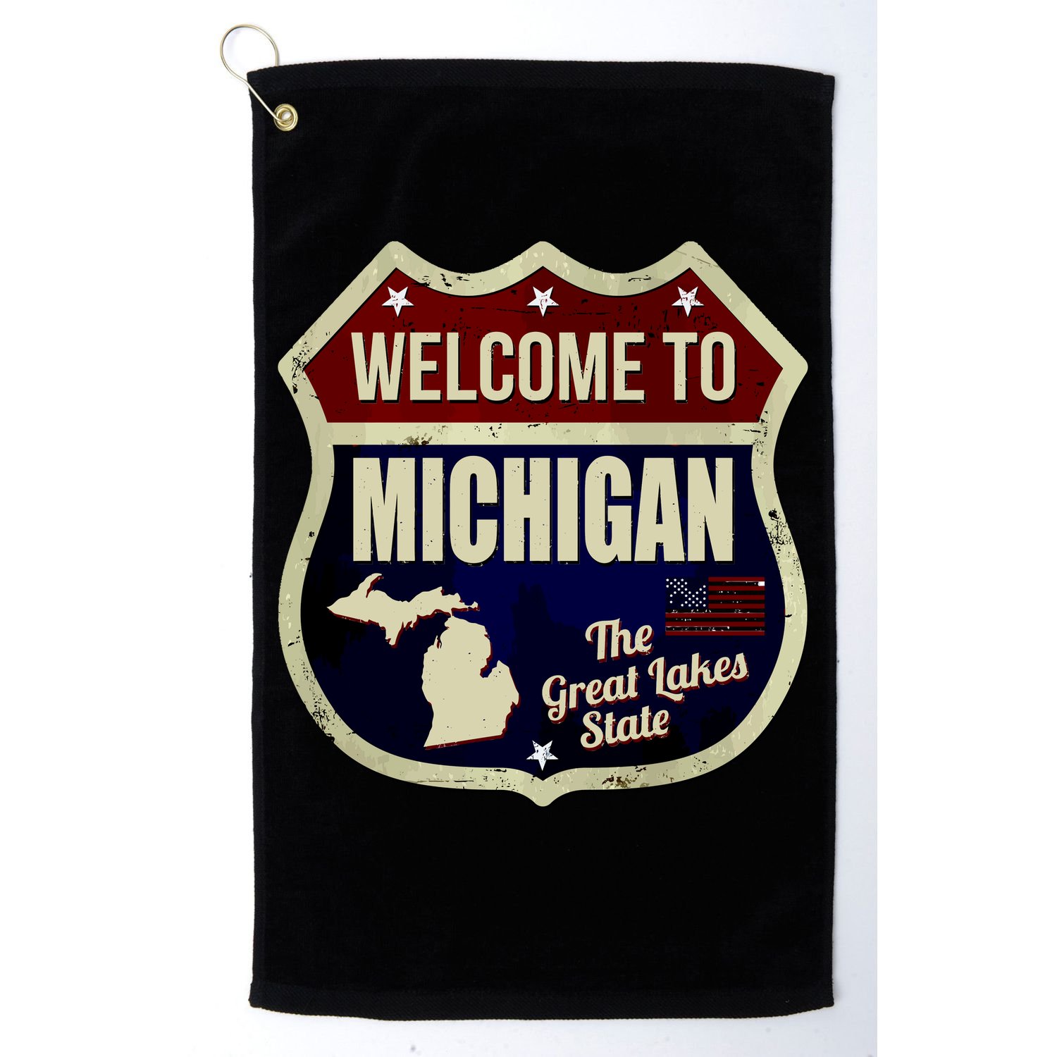 Michigan Vintage Metal Road Sign Logo Golf Towel