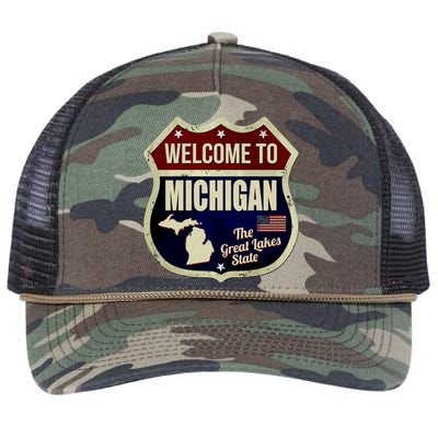 Michigan Vintage Metal Road Sign Logo Retro Rope Trucker Hat Cap