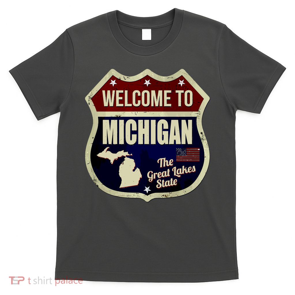 Michigan Vintage Metal Road Sign Logo T-Shirt