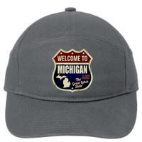 Michigan Vintage Metal Road Sign Logo 7-Panel Snapback Hat