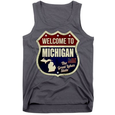 Michigan Vintage Metal Road Sign Logo Tank Top