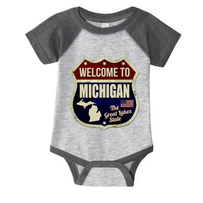 Michigan Vintage Metal Road Sign Logo Infant Baby Jersey Bodysuit