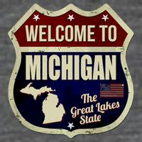 Michigan Vintage Metal Road Sign Logo Wool Snapback Cap