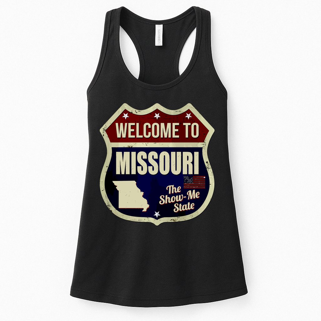 Missouri Vintage Metal Road Sign Logo Womens Tank Top