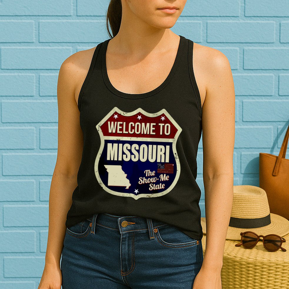 Missouri Vintage Metal Road Sign Logo Womens Tank Top