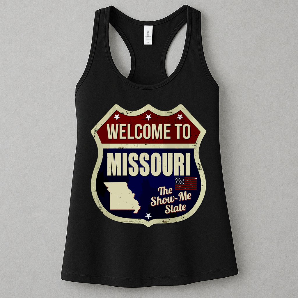 Missouri Vintage Metal Road Sign Logo Womens Tank Top