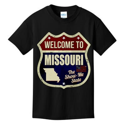 Missouri Vintage Metal Road Sign Logo Kids T-Shirt