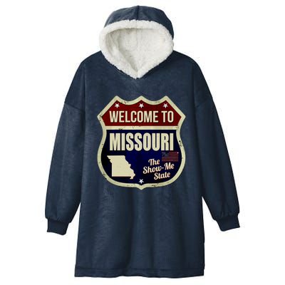 Missouri Vintage Metal Road Sign Logo Hooded Wearable Blanket