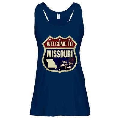 Missouri Vintage Metal Road Sign Logo Ladies Essential Flowy Tank