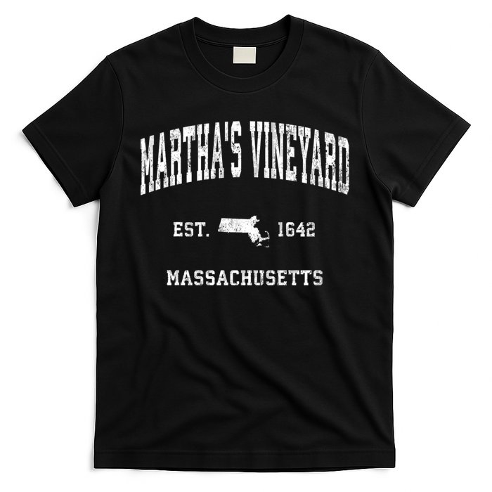 MarthaS Vineyard Massachusetts Ma Vintage Athletic Black Sp T-Shirt