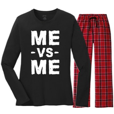 Me Vs Me Hustle Entrepreneur Self Discipline Motivation Women's Long Sleeve Flannel Pajama Set 