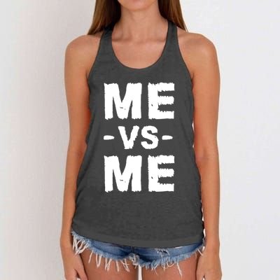 Me Vs Me Hustle Entrepreneur Self Discipline Motivation Women's Knotted Racerback Tank