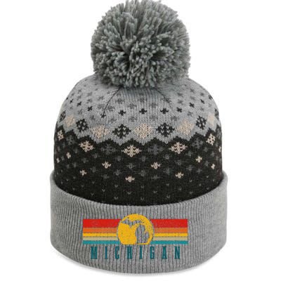 Michigan Vintage Map Roots Pride Retro The Baniff Cuffed Pom Beanie