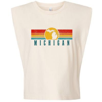 Michigan Vintage Map Roots Pride Retro Garment-Dyed Women's Muscle Tee