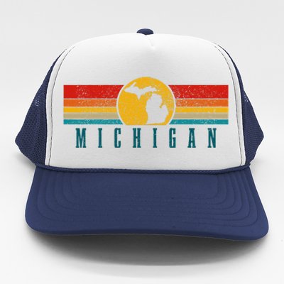 Michigan Vintage Map Roots Pride Retro Trucker Hat