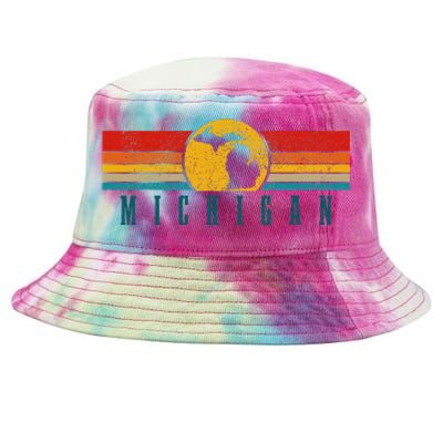 Michigan Vintage Map Roots Pride Retro Tie-Dyed Bucket Hat