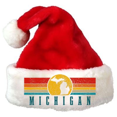 Michigan Vintage Map Roots Pride Retro Premium Christmas Santa Hat