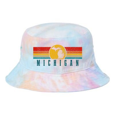 Michigan Vintage Map Roots Pride Retro Tie Dye Newport Bucket Hat