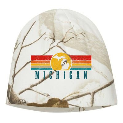 Michigan Vintage Map Roots Pride Retro Kati - Camo Knit Beanie