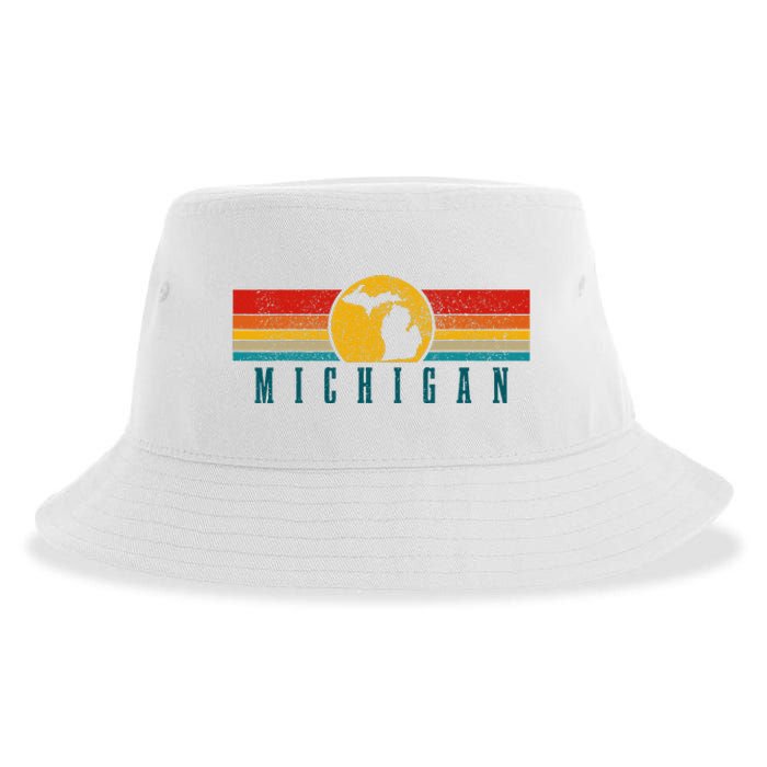 Michigan Vintage Map Roots Pride Retro Sustainable Bucket Hat