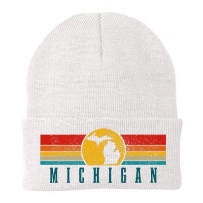 Michigan Vintage Map Roots Pride Retro Knit Cap Winter Beanie