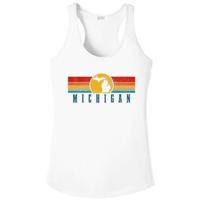 Michigan Vintage Map Roots Pride Retro Ladies PosiCharge Competitor Racerback Tank