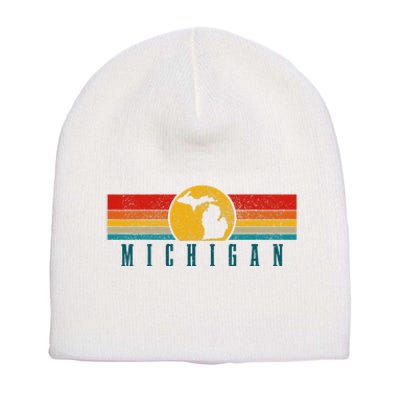 Michigan Vintage Map Roots Pride Retro Short Acrylic Beanie