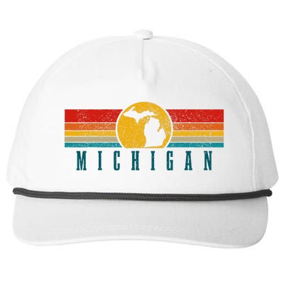 Michigan Vintage Map Roots Pride Retro Snapback Five-Panel Rope Hat