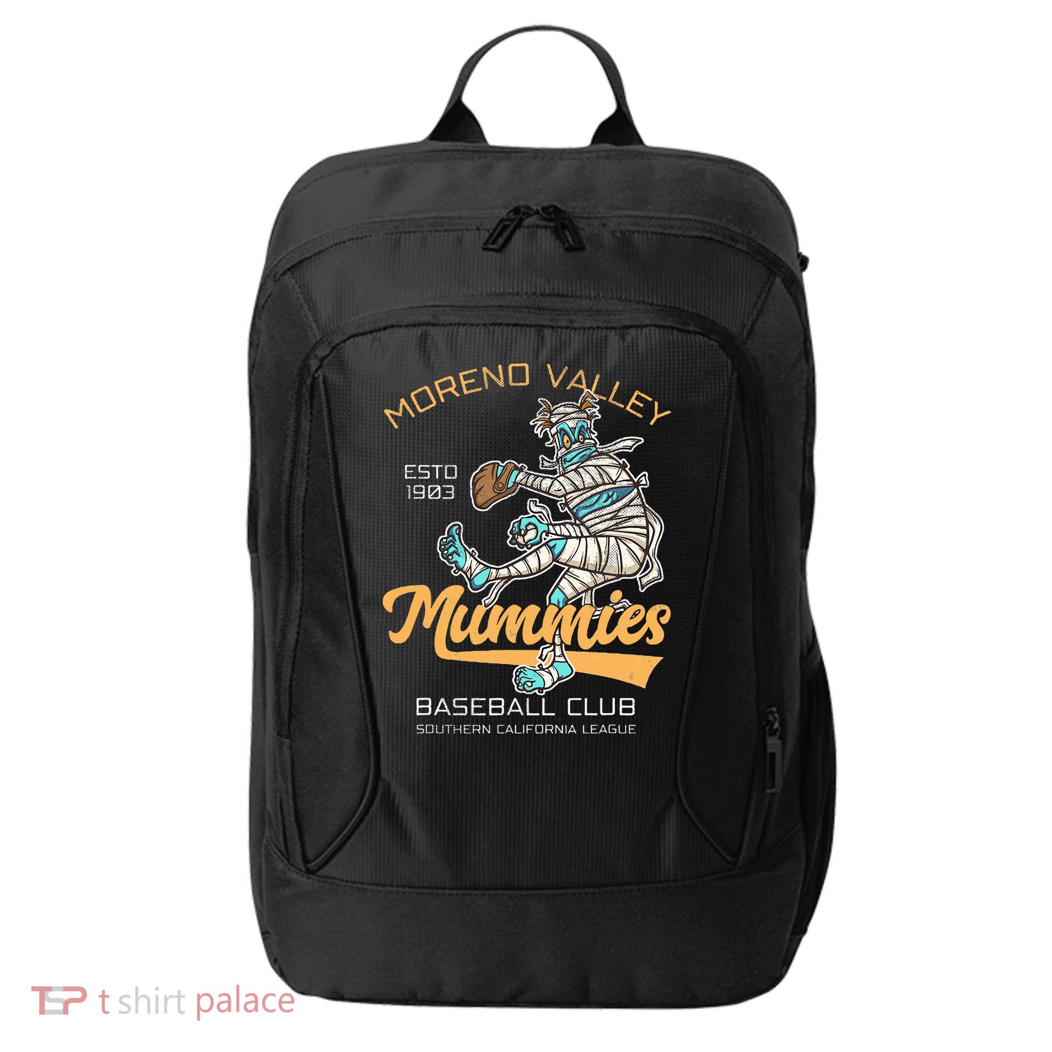 Moreno Valley Mummies Minor League Retro Baseball Team City Backpack