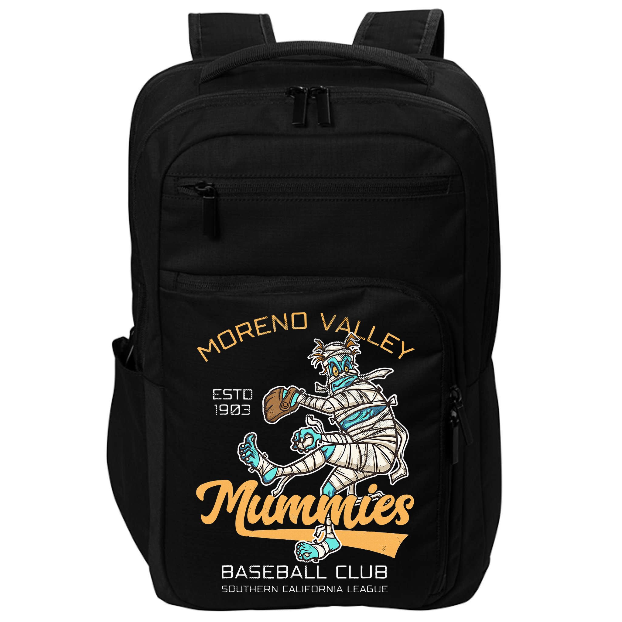 Moreno Valley Mummies Minor League Retro Baseball Team Impact Tech Backpack