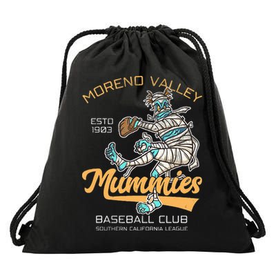 Moreno Valley Mummies Minor League Retro Baseball Team Drawstring Bag