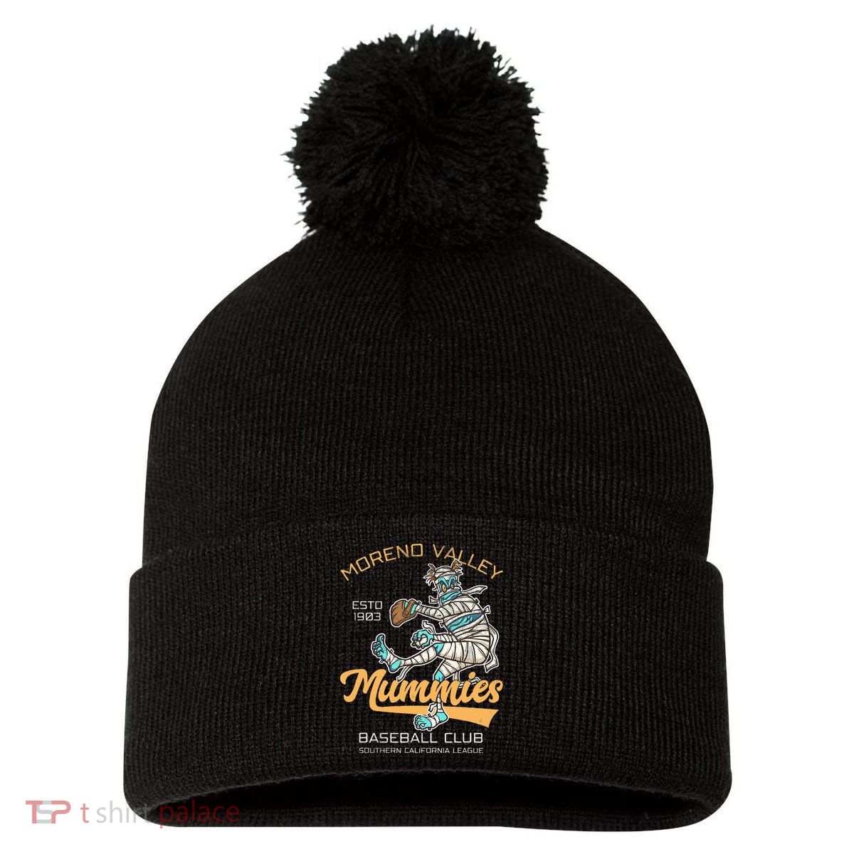 Moreno Valley Mummies Minor League Retro Baseball Team Pom Pom 12in Knit Beanie