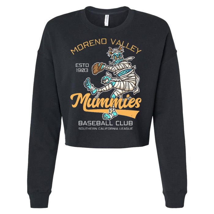Moreno Valley Mummies Minor League Retro Baseball Team Cropped Pullover Crew