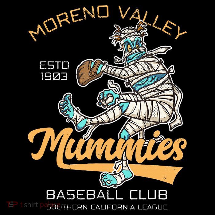 Moreno Valley Mummies Minor League Retro Baseball Team Womens T-Shirt