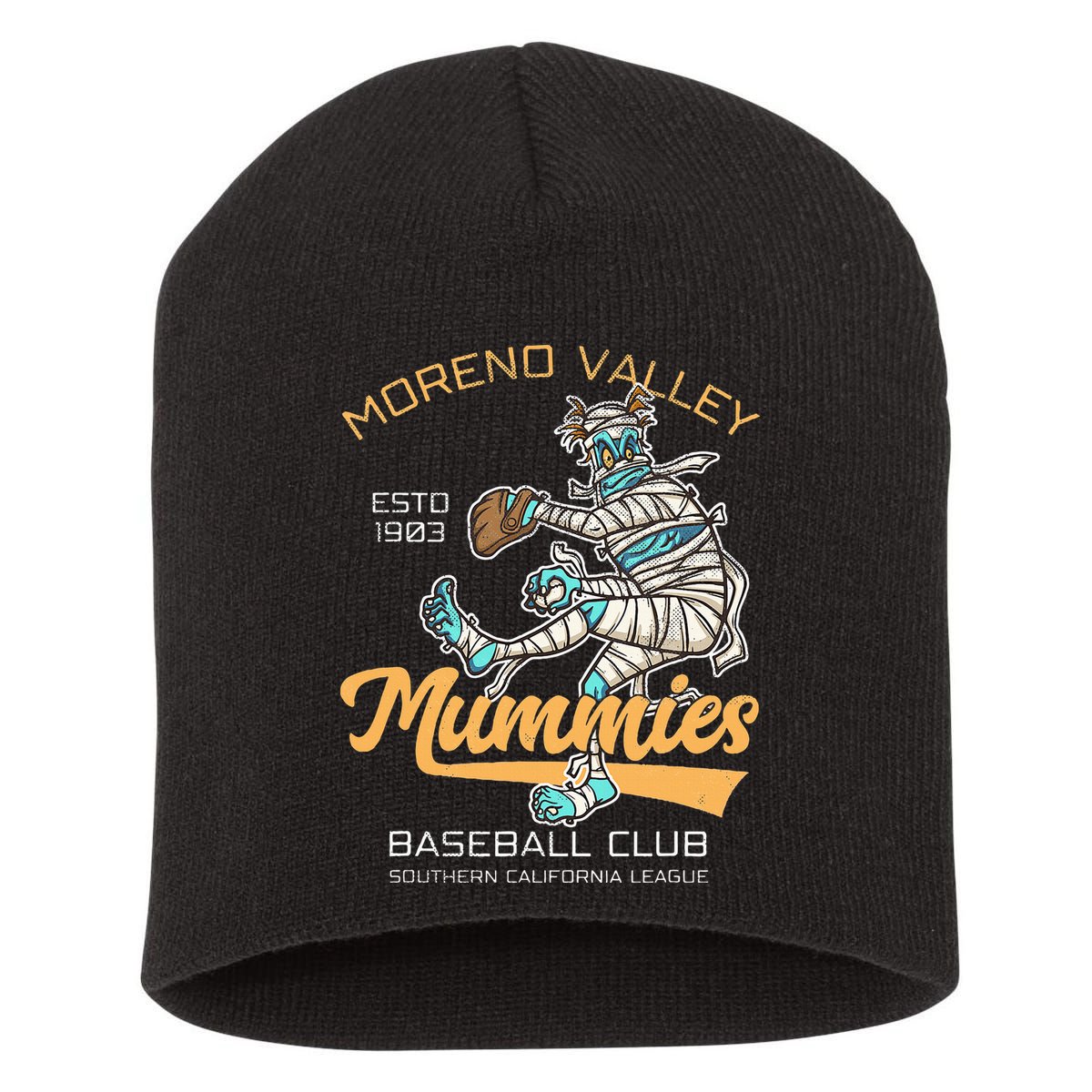 Moreno Valley Mummies Minor League Retro Baseball Team Short Acrylic Beanie