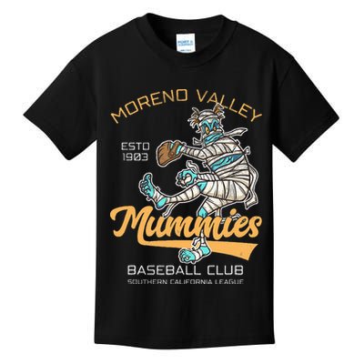 Moreno Valley Mummies Minor League Retro Baseball Team Kids T-Shirt