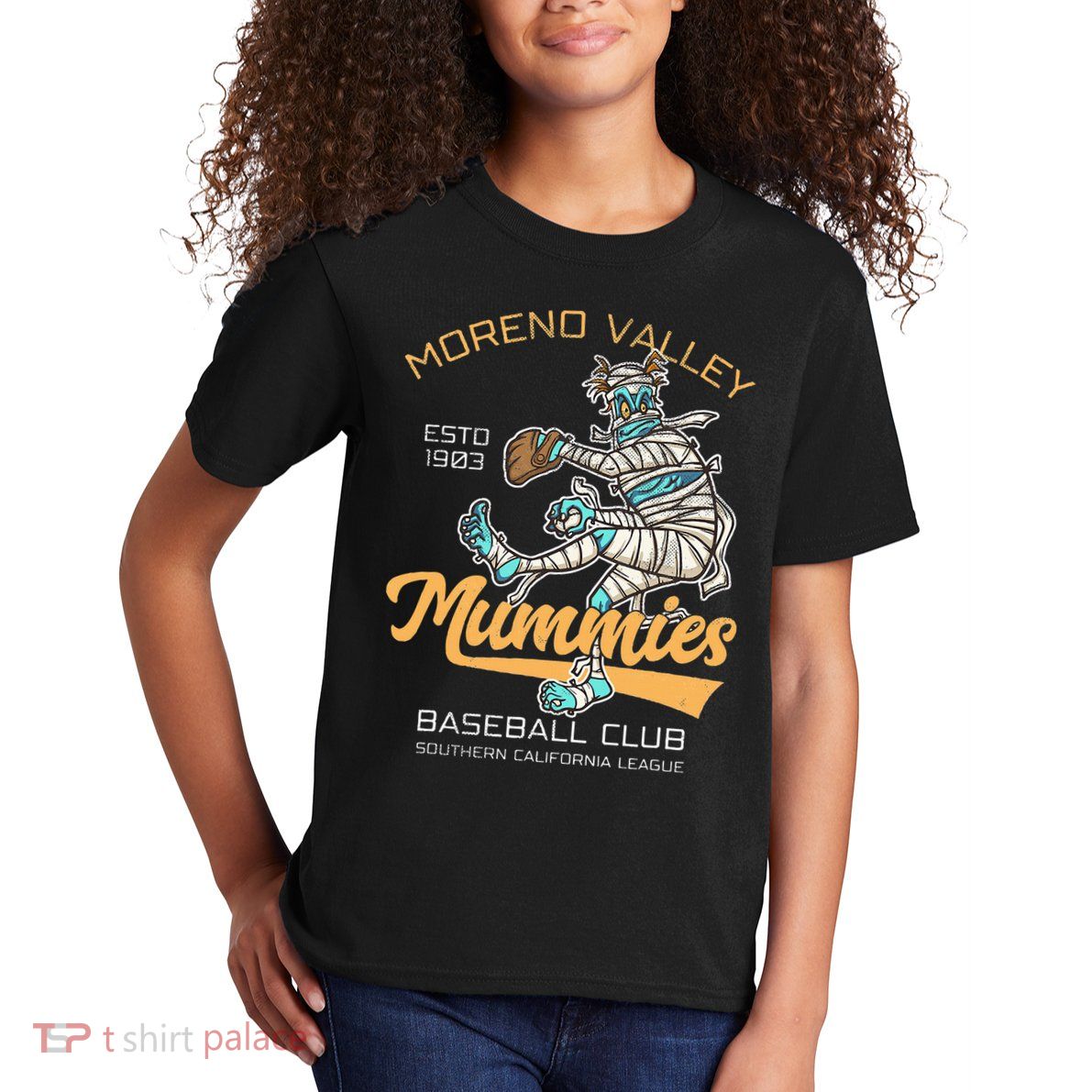 Moreno Valley Mummies Minor League Retro Baseball Team Kids T-Shirt