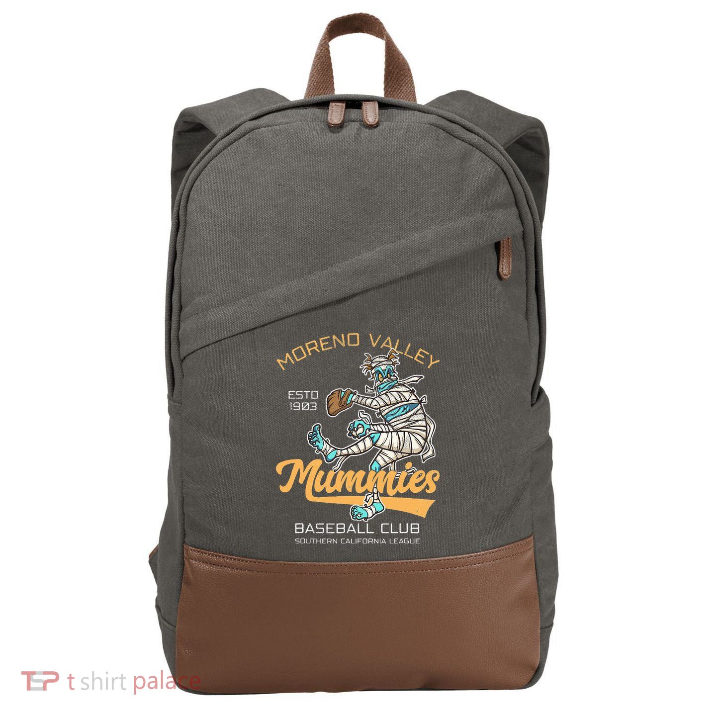 Moreno Valley Mummies Minor League Retro Baseball Team Cotton Canvas Backpack