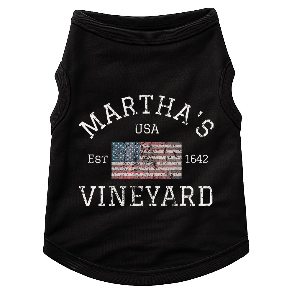 MarthaS Vineyard Massachusetts American Flag Usa Vintage Doggie Tank