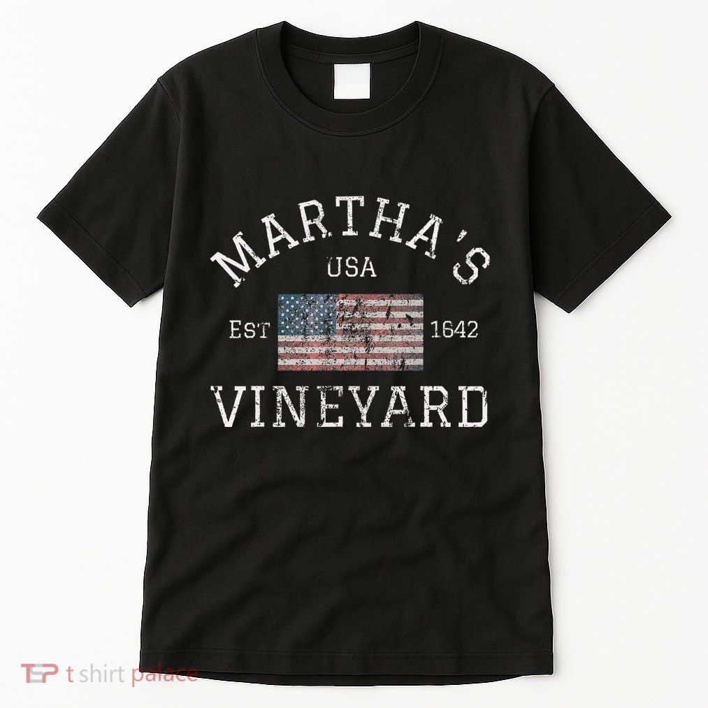 MarthaS Vineyard Massachusetts American Flag Usa Vintage Tall T-Shirt