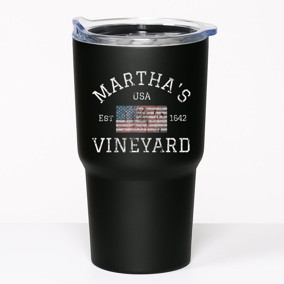 MarthaS Vineyard Massachusetts American Flag Usa Vintage Tumbler