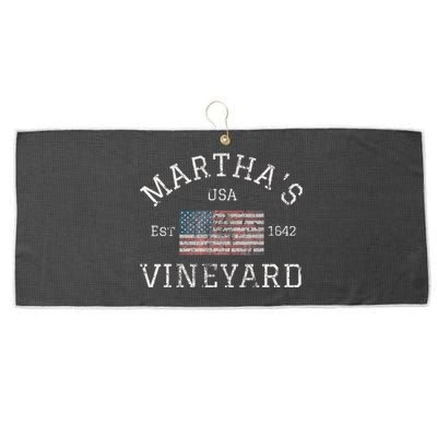 MarthaS Vineyard Massachusetts American Flag Usa Vintage Large Microfiber Waffle Golf Towel