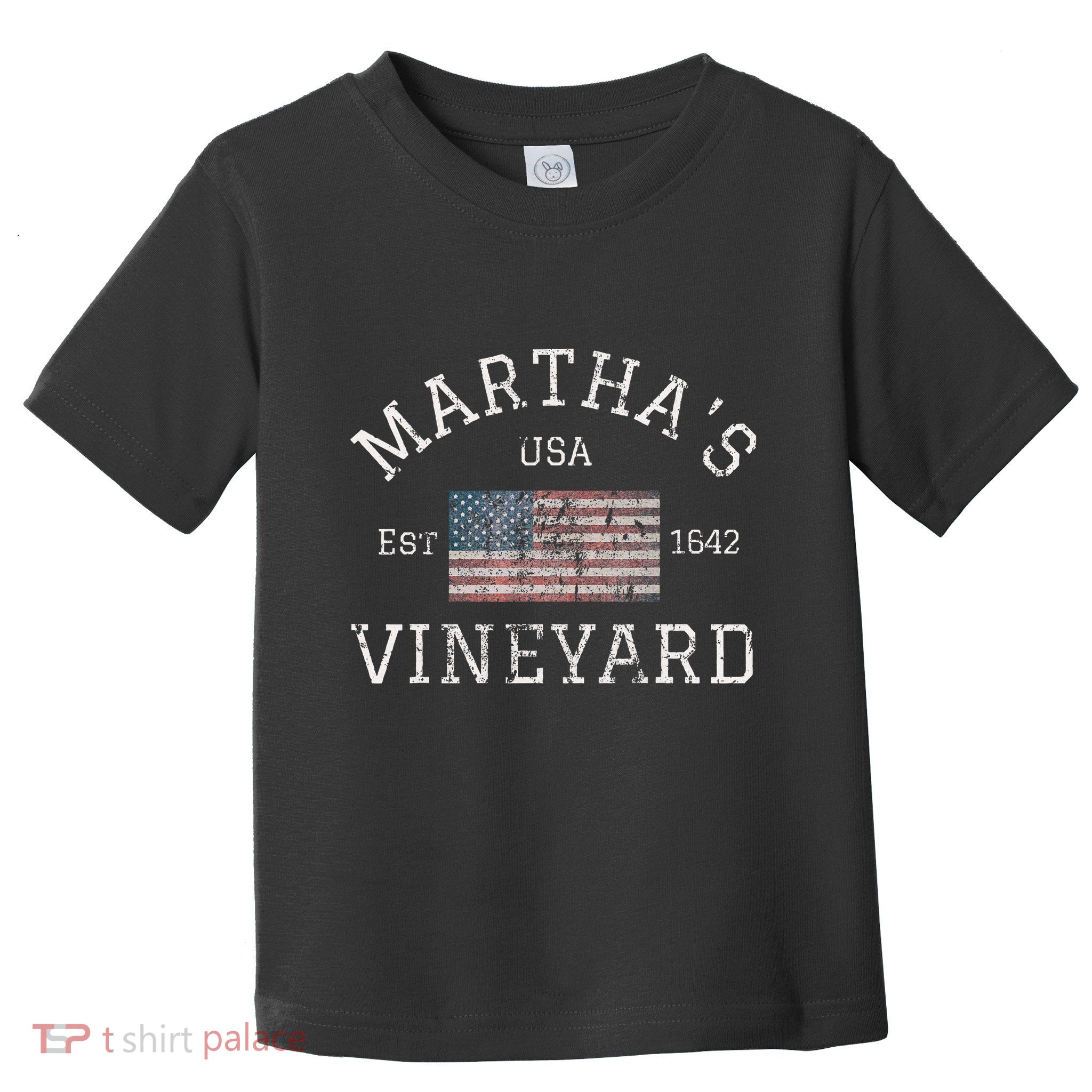 MarthaS Vineyard Massachusetts American Flag Usa Vintage Toddler T-Shirt