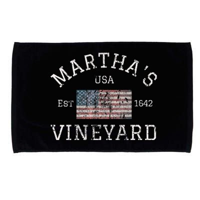 MarthaS Vineyard Massachusetts American Flag Usa Vintage Microfiber Hand Towel