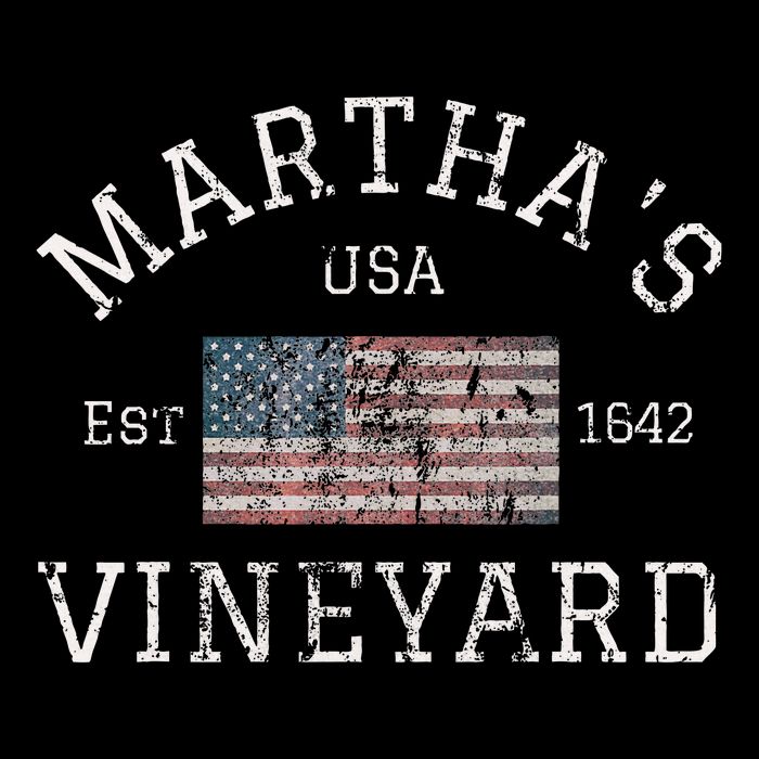 MarthaS Vineyard Massachusetts American Flag Usa Vintage Womens T-Shirt