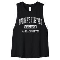 MarthaS Vineyard Massachusetts Vintage Established Sports Women's Racerback Cropped Tank